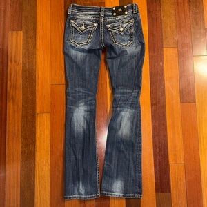 Miss Me Blue Boot Cut Jeans with Distressing